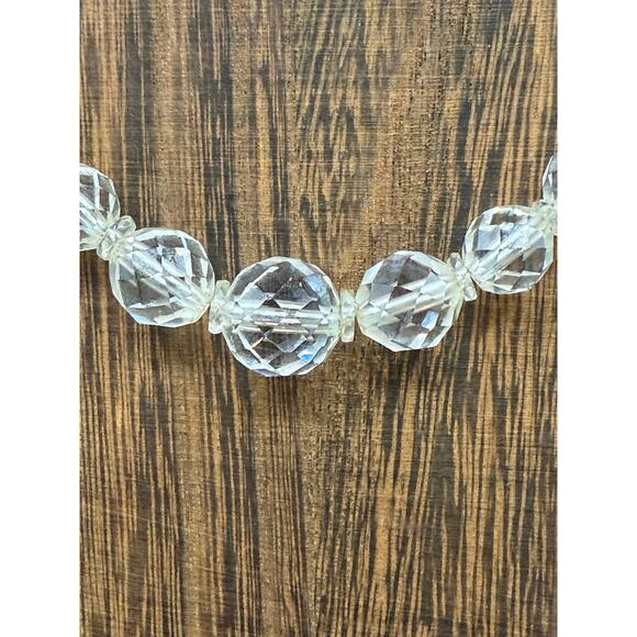 Vintage Clear Glass Graduated Bead Necklace – 16” with Sterling Clasp - Picture 4 of 8